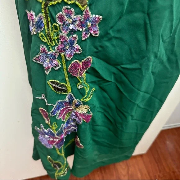 ASOS Green Midi Dress with Pink & Purple Floral Embroidery - Picture 10 of 15